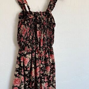 Vertiche Womens Pink Floral Print Fit & Flare Dress Size Medium Boho